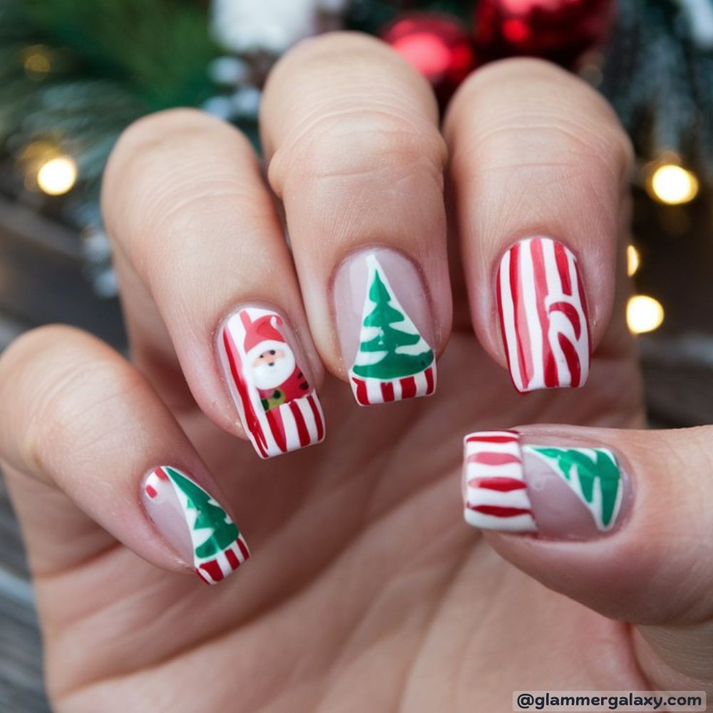 French Tip Christmas Nails having Sweet Holiday Nail Art
