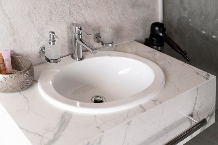 Semi-inset Bathroom Sink of Ceramic