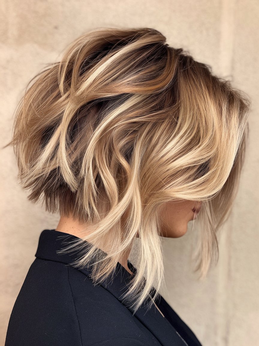 41. Streamlined Caramel Blonde Bob