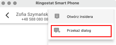 Ringostat Smart Phone, przekazanie dialogu