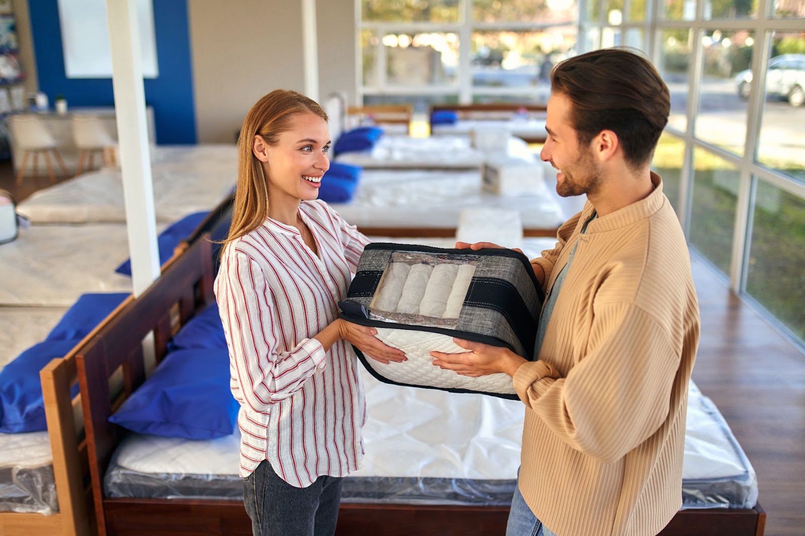 Couple shopping at mattress stores in Billings, MT, exploring comfort and support options