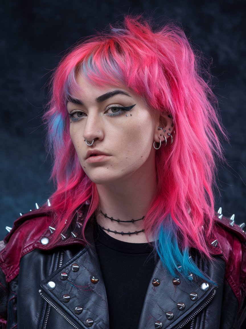 10. Punk Textured Hair with Long Bangs

