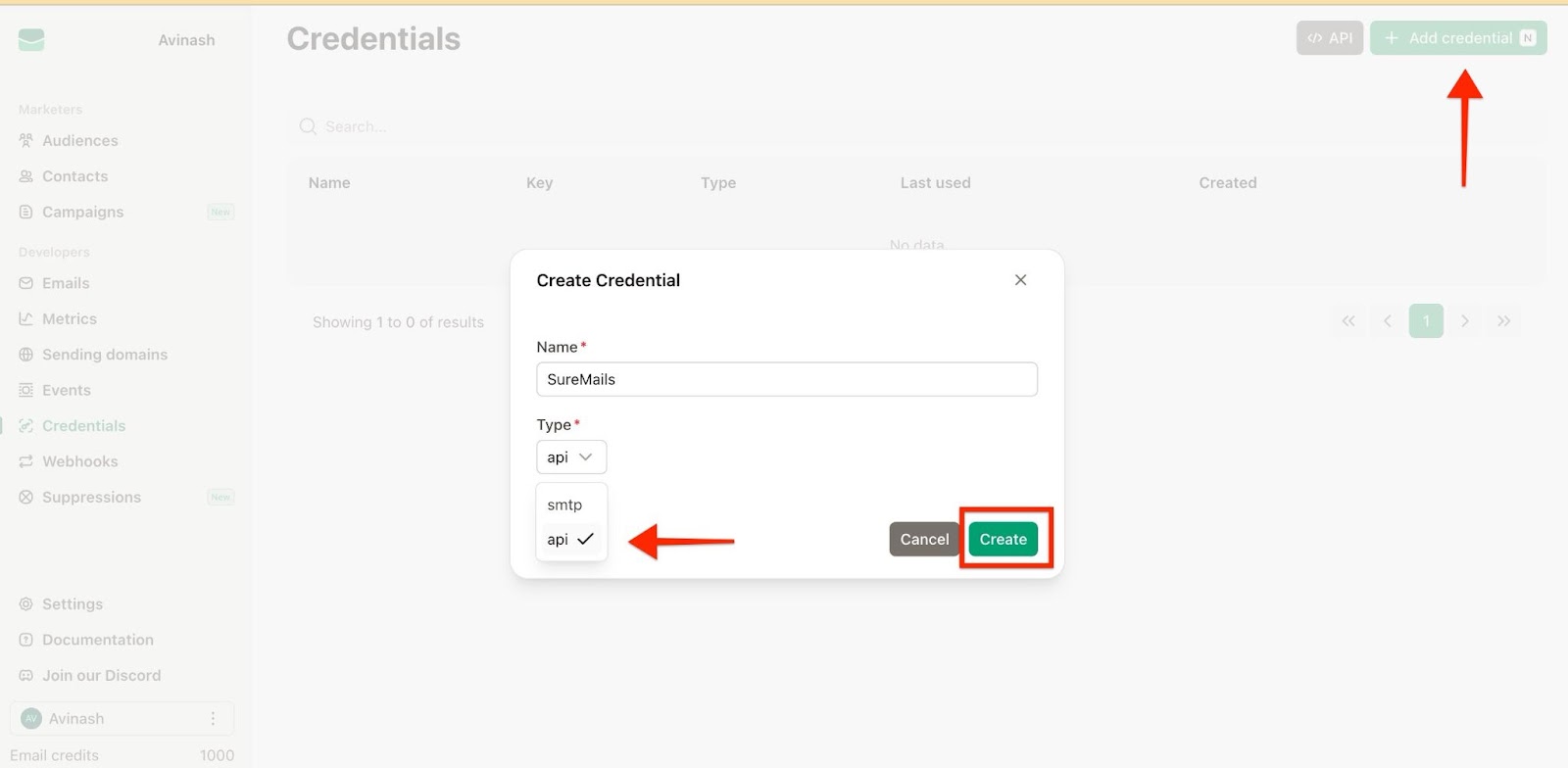 Add Credentials