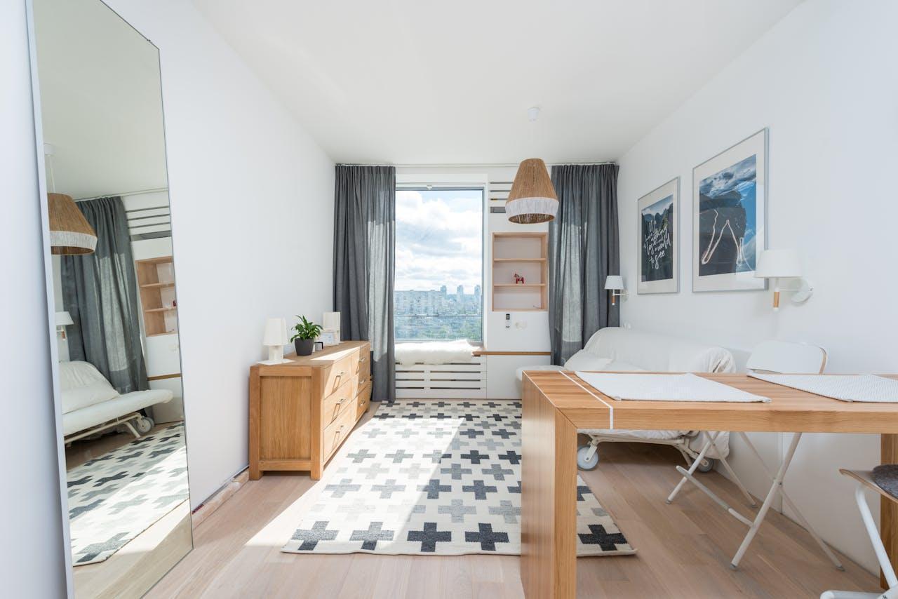 Wooden furniture in a small apartment