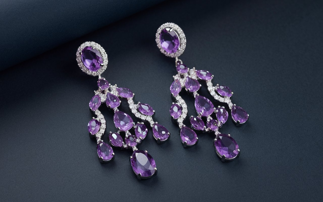 Banana Republic Sterling Silver Amethyst Chandelier Drop Earrings