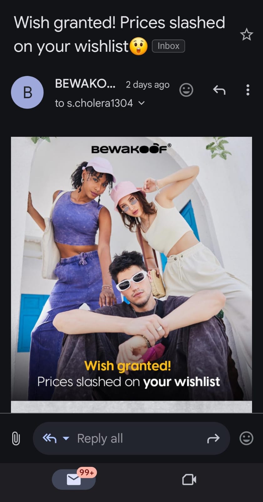 Personalized Email Reminder - Bewakoof