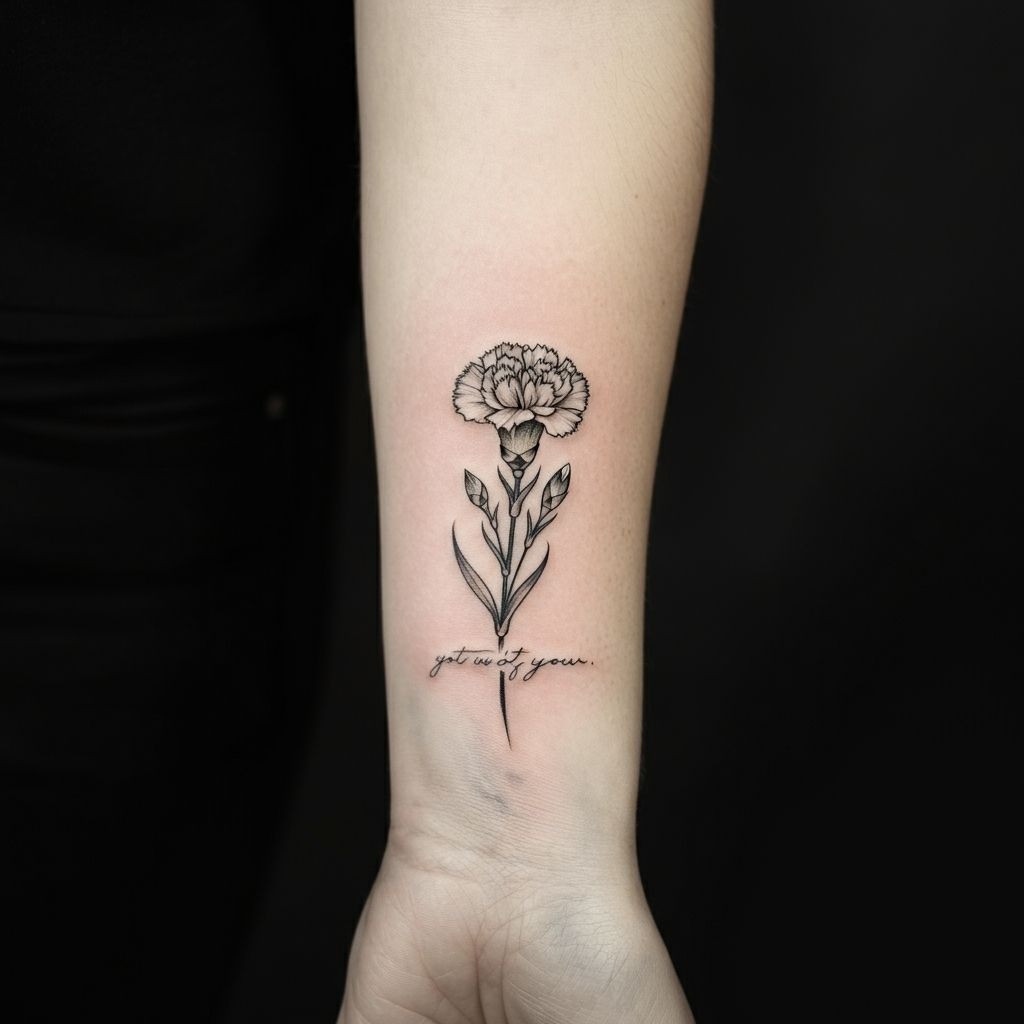 Carnation with Quote Tattoo