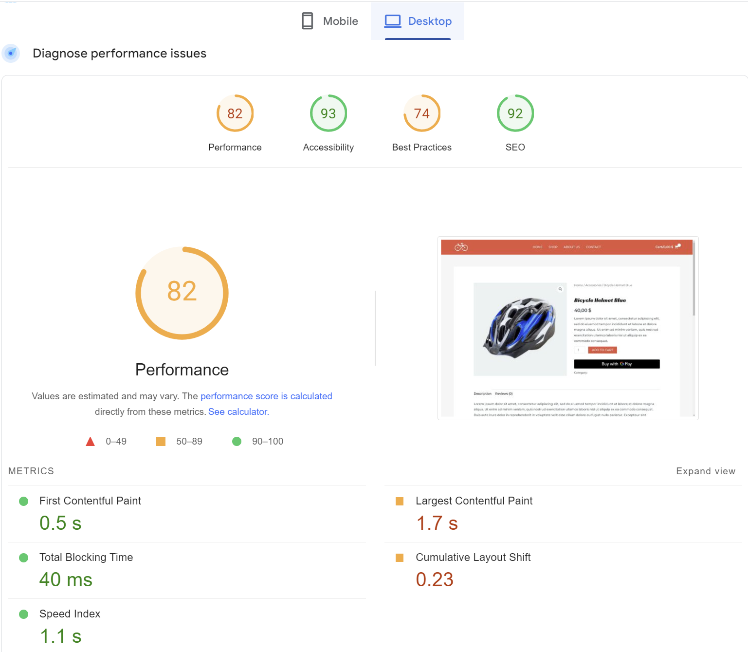 Astra Theme for WooCommerce Speed