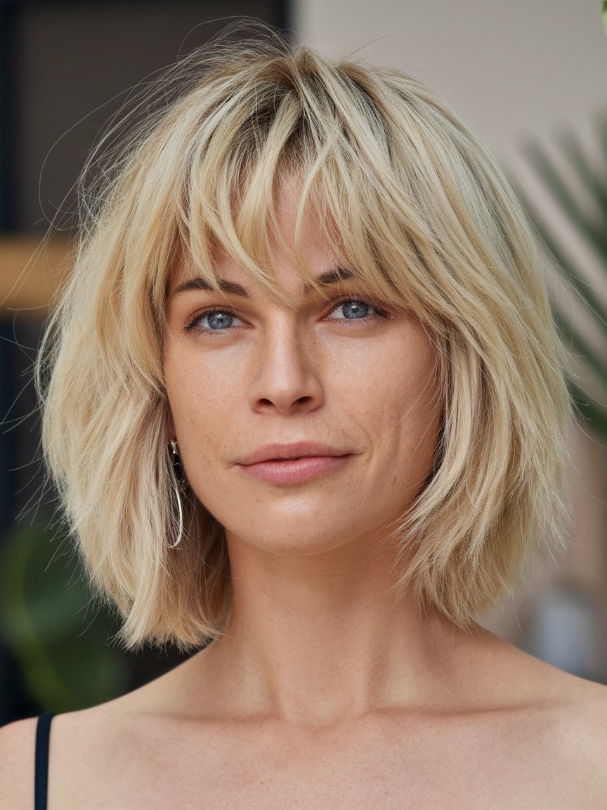 13. Shaggy Blonde Bob for Fine Hair