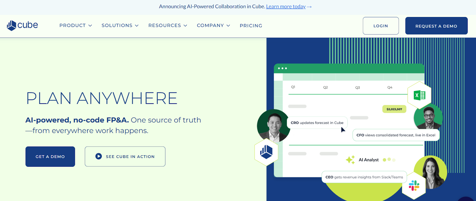 Screenshot of Cube accounting software homepage