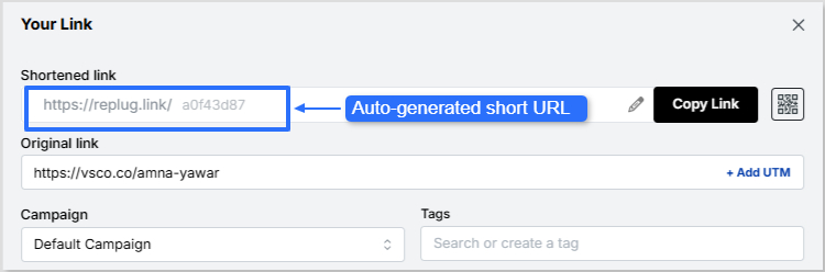Auto-generated Replug VSCO short link
