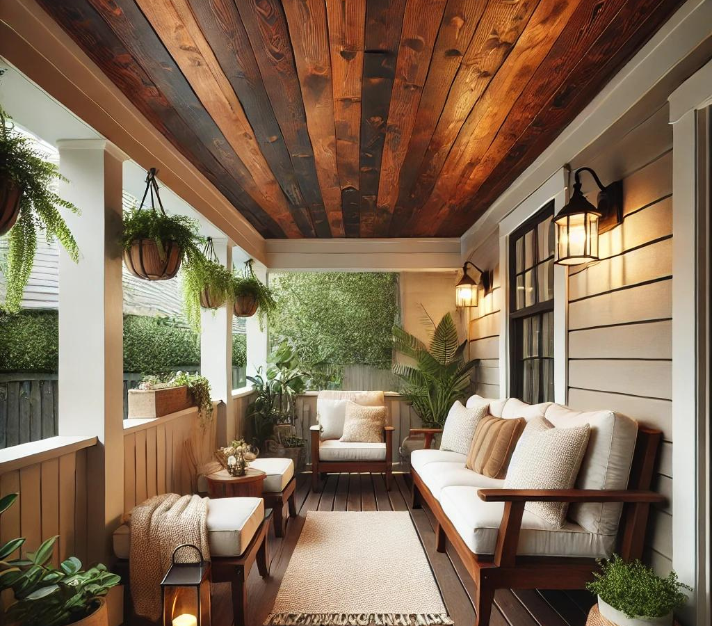 Stained Wooden Shiplap Ceiling