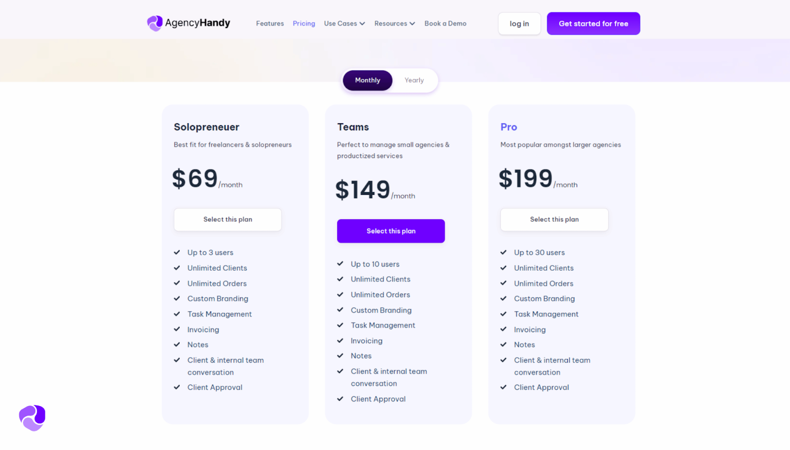 Agency Handy Pricing