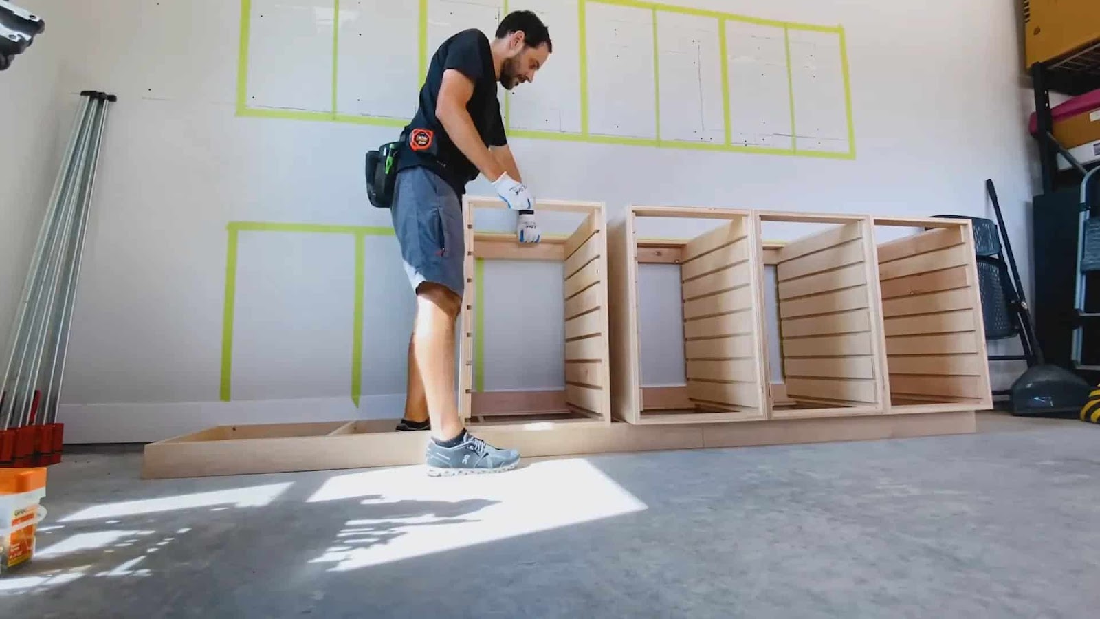 Using a jig for aligning cabinet fronts