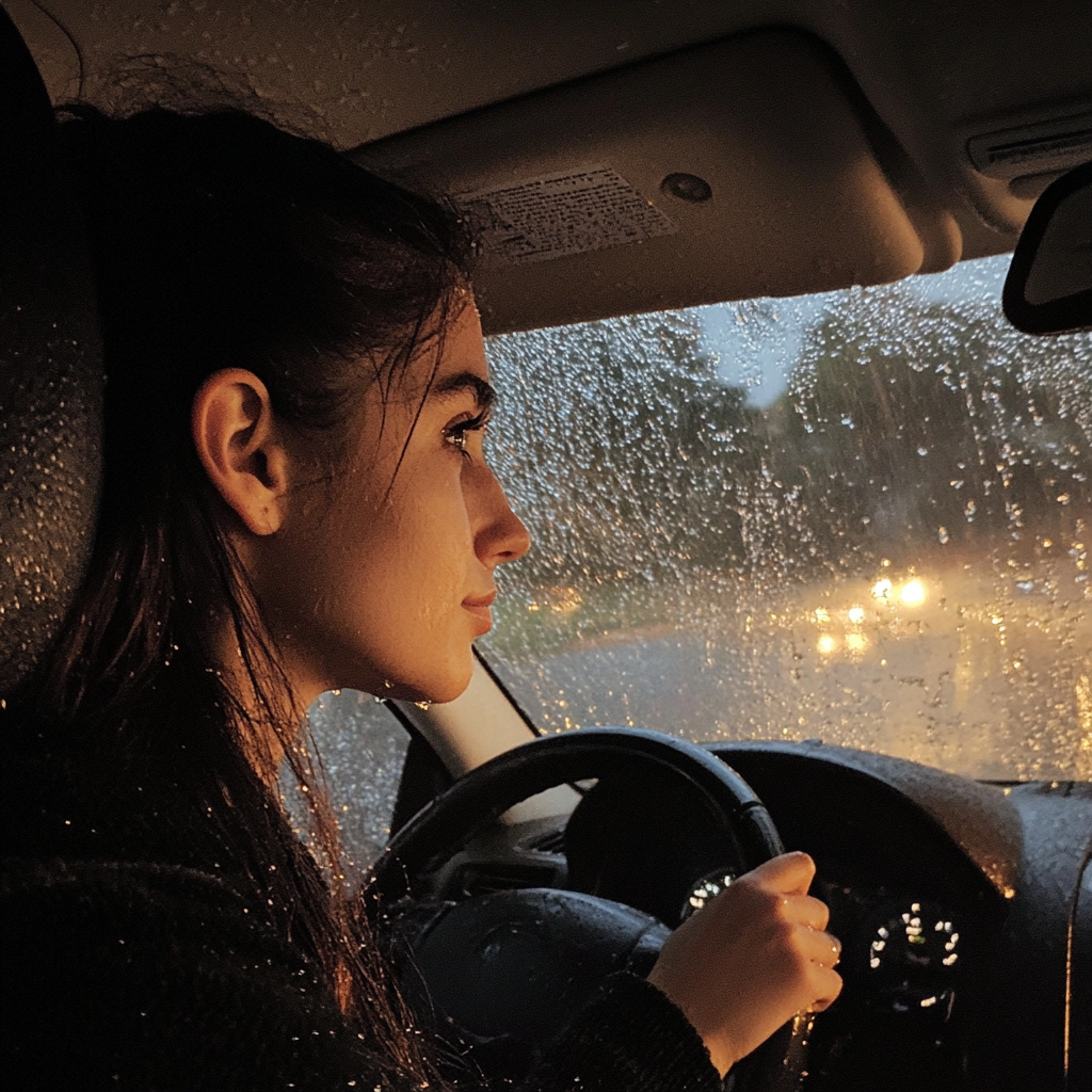 A woman driving a car | Source: Midjourney