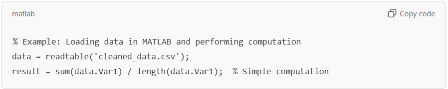 Code for numerical computation in MATLAB.