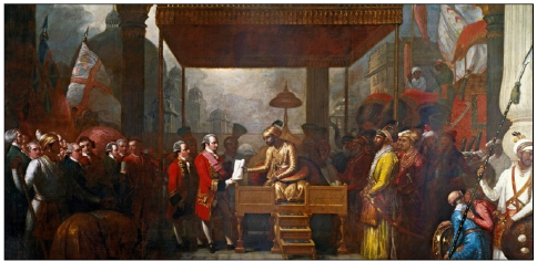 Shah Alam conveying the Grant of the Diwani to Lord Clive
