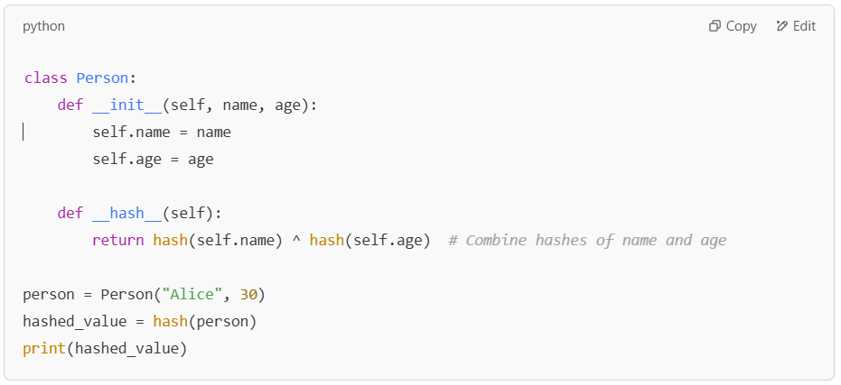 Hashing a custom object in Python.