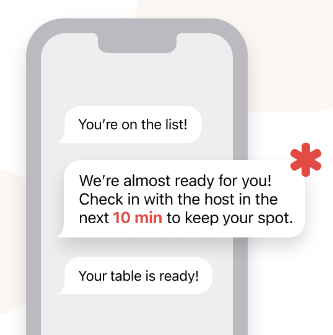 SMS notification examples for guests on the waitlist