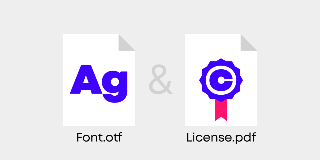 Illustration of a font file and its license to show it’s royalty-free