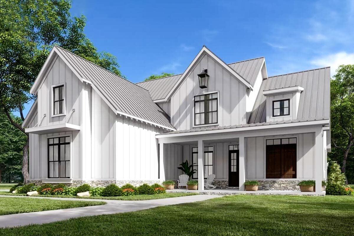 Front rendering of the 3-bedroom two-story country home.