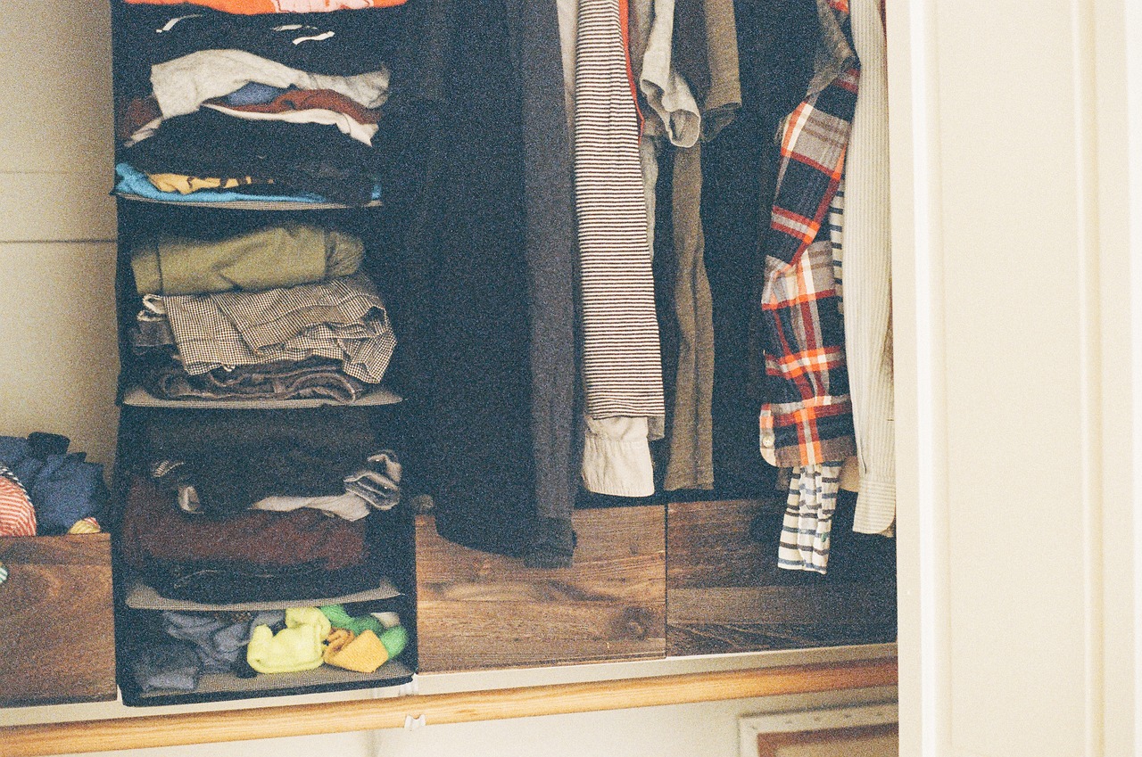 A close up of a closet. 