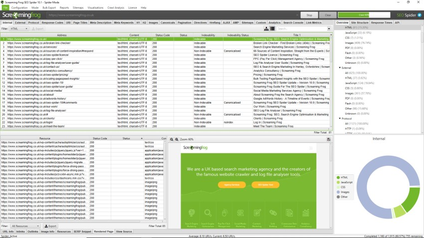 Screaming Frog website crawler tools