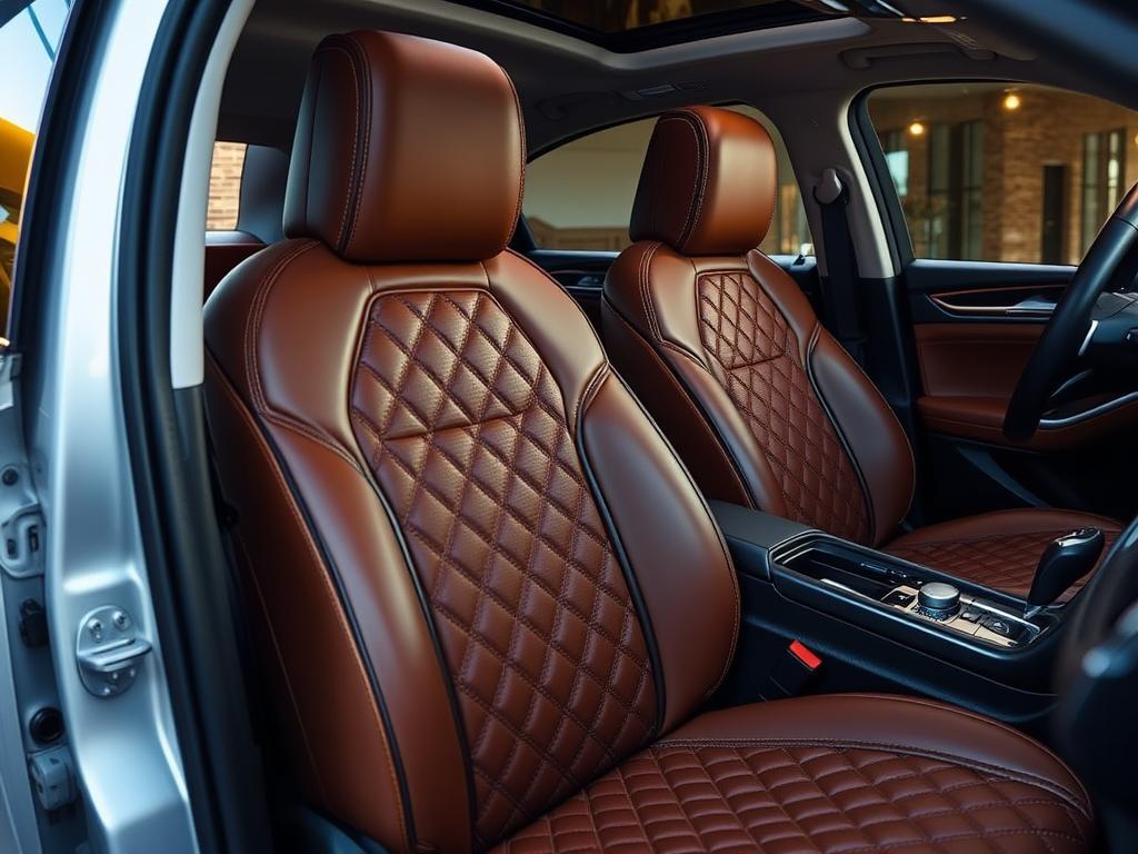 Luxury leather custom car seat covers with detailed stitching