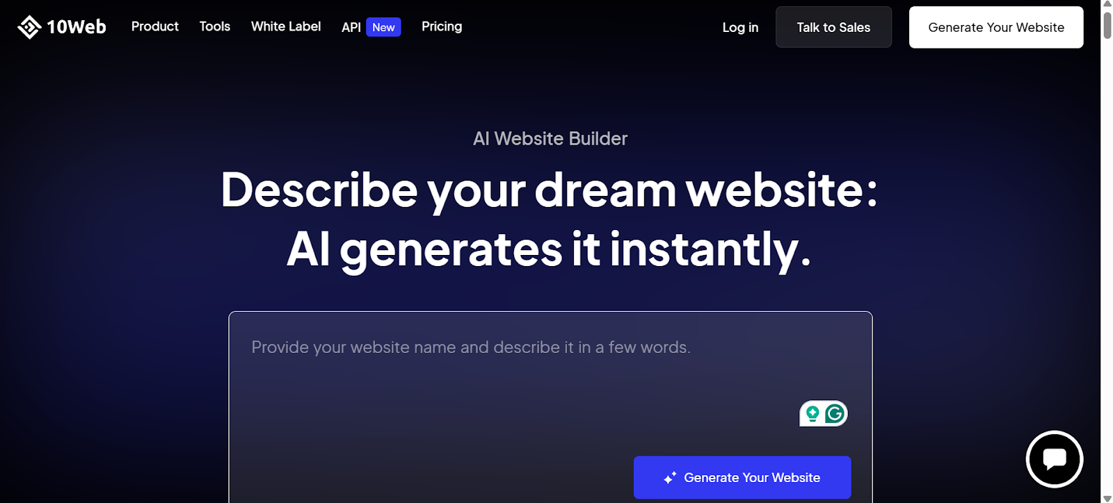 A screenshot of 10Web AI Builder