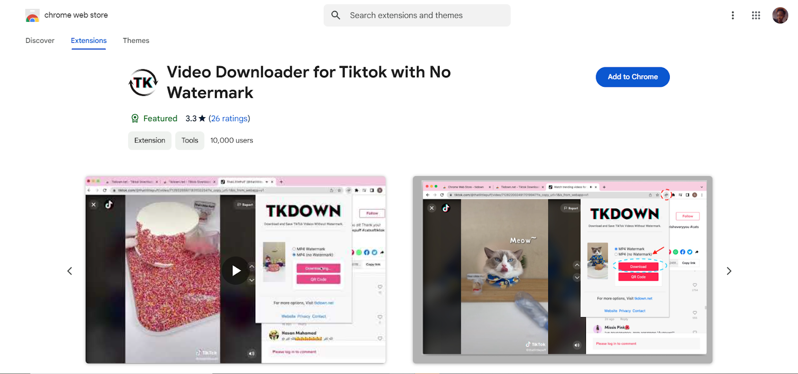 Chrome TikTok downloader extension