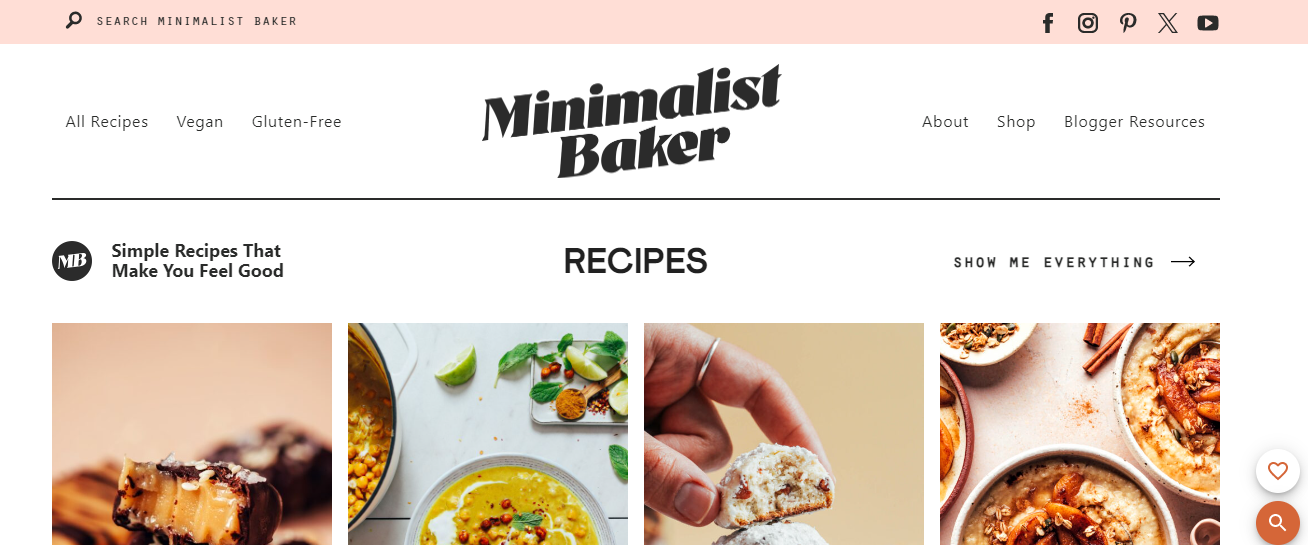 Minimalist Baker - an example of the most successful blogs