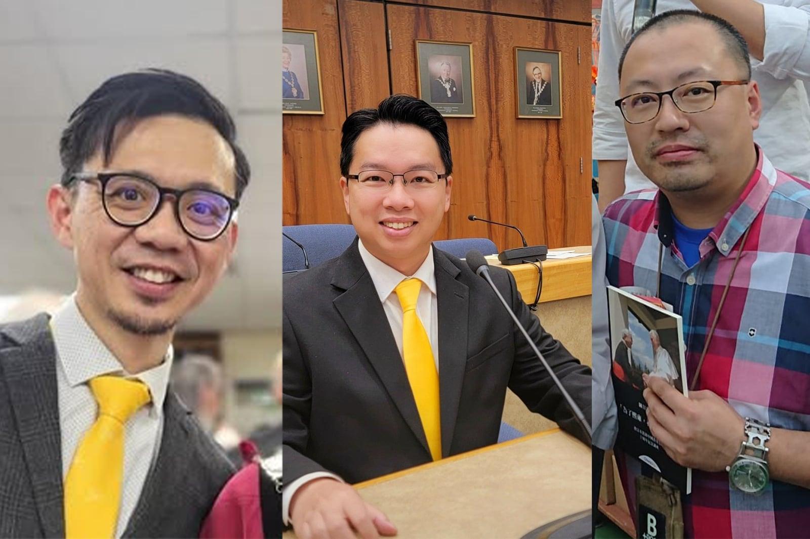 (图左至右)蔡嘉源、吴兆康和高文轩先后成为英国地区议会的港人代表,在体制内为港人发声。