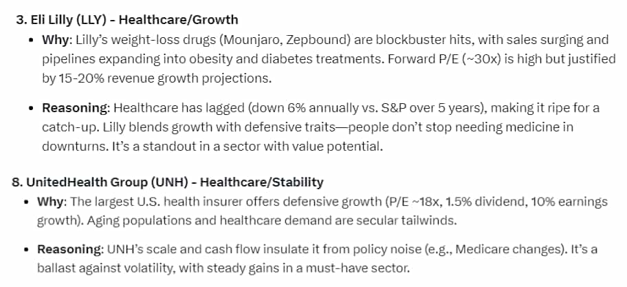 Grok 3 stock pricks: LLY and UNH shares