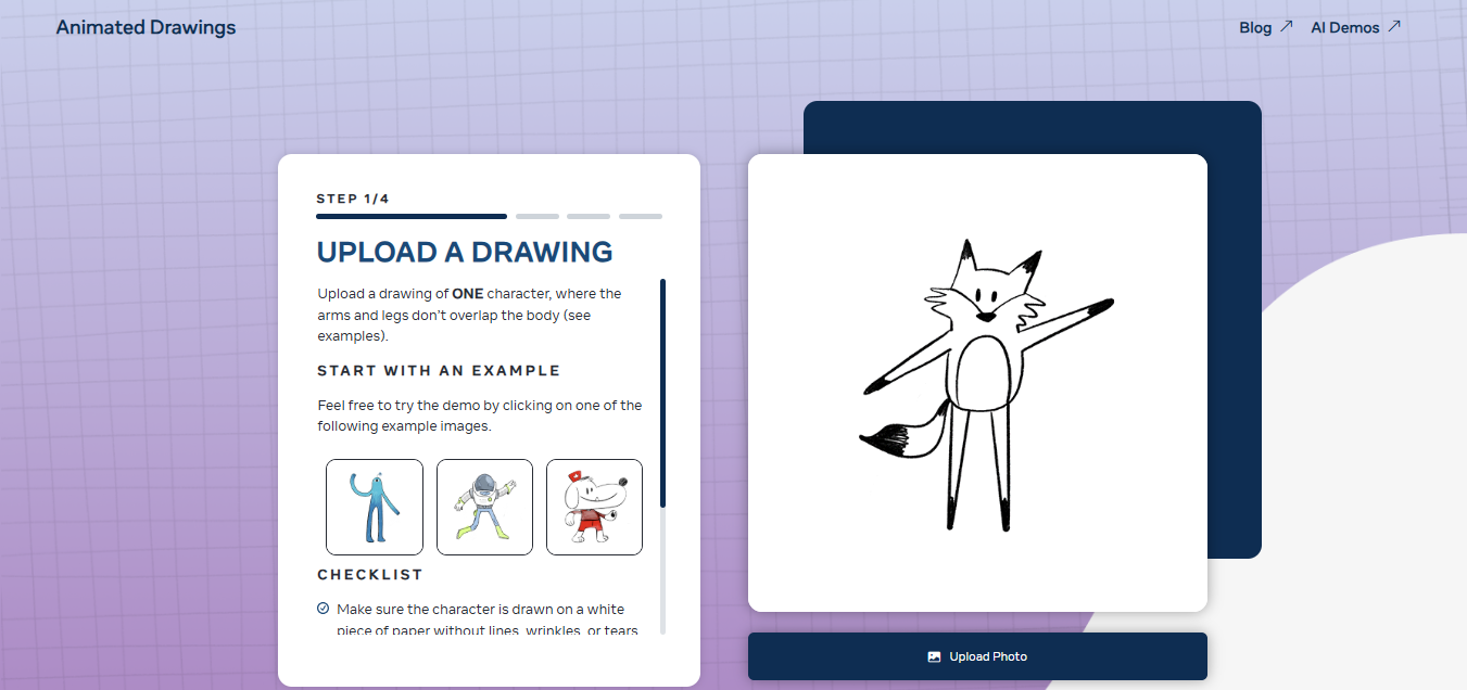 Meta FAIR AI Demos Animated Drawings Landing Page
