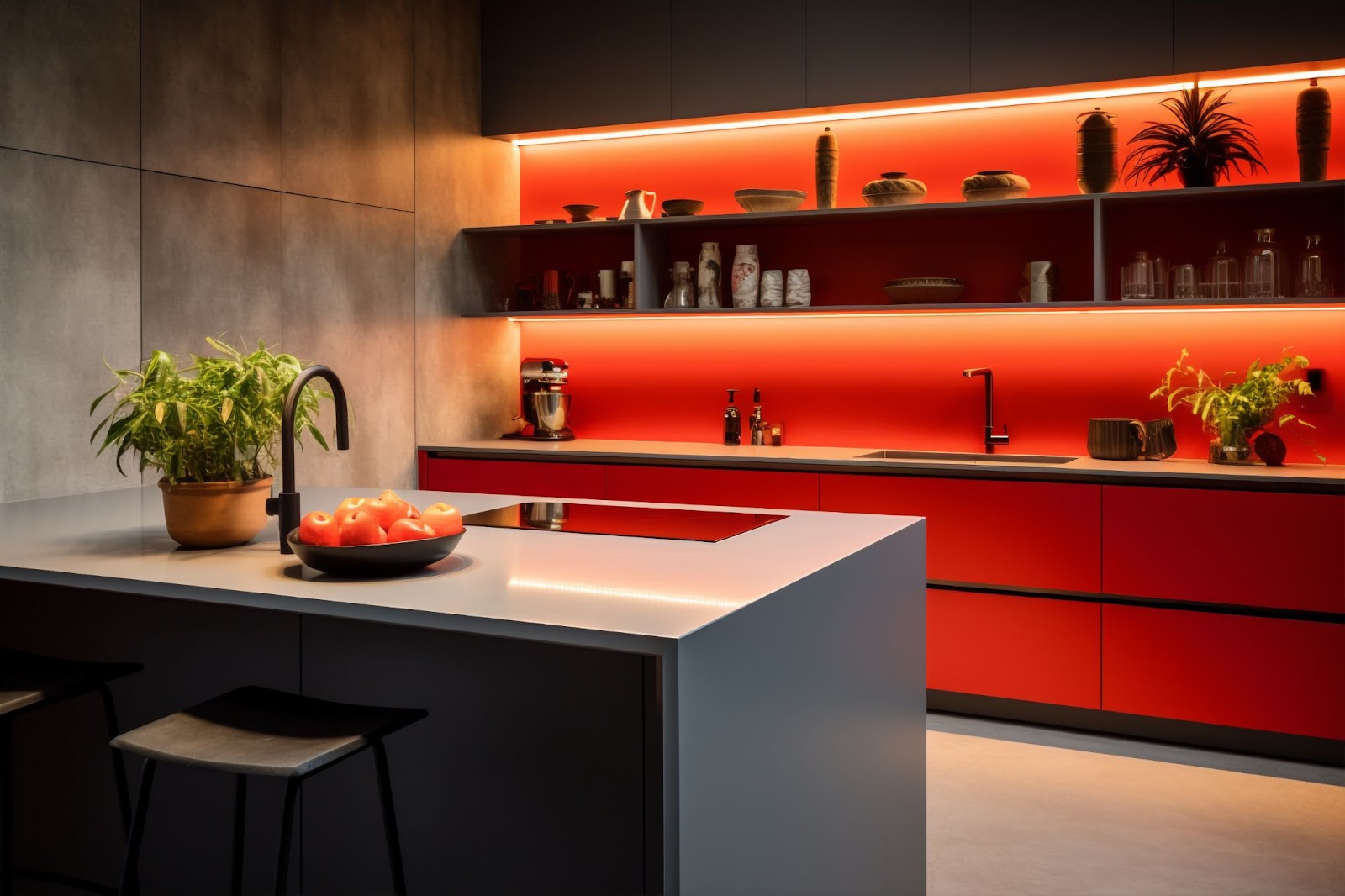 Strategic plywood and fiberboard combination in luxury Bangalore kitchen by Elegante Interiors