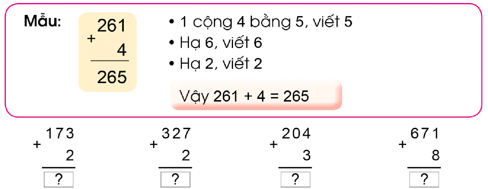 BÀI 76. PHÉP CỘNG ( KHÔNG NHỚ) TRONG PHẠM VI 1000