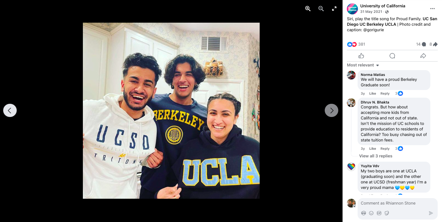 Higher Education Institution influencer campaign image for university of California