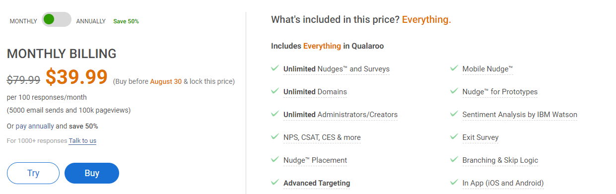 Qualaroo pricing