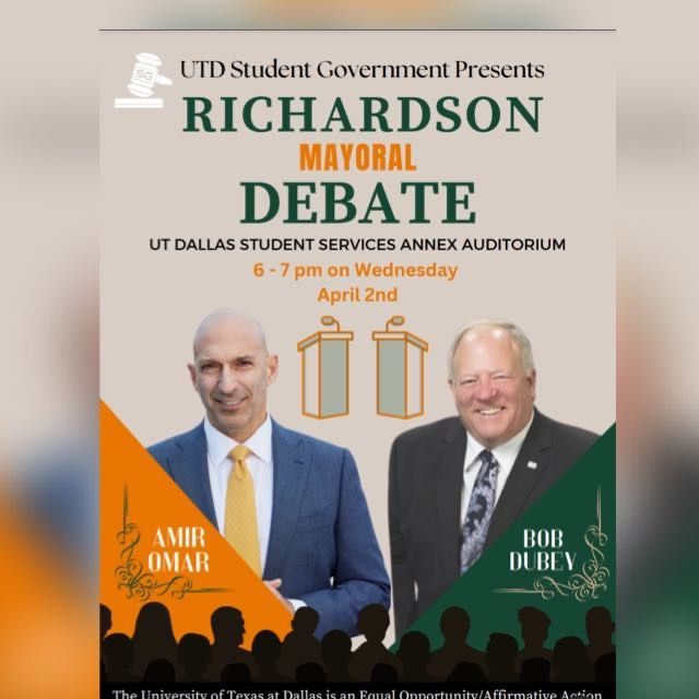 Richardson Mayoral Debate at UT Dallas. Addressing financial stability, economic development, and the housing crisis ahead of Richardson's mayoral elections.