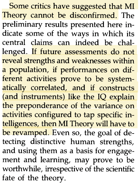 Citaat uit Multiple Intelligences Go to School (Gardner en Hatch 1989)