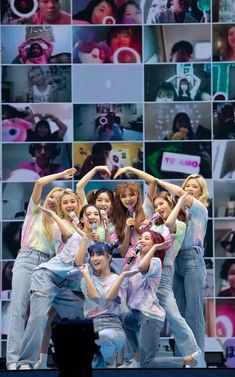 This contains an image of Twice members