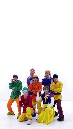 BTS Members in colourful outfits  