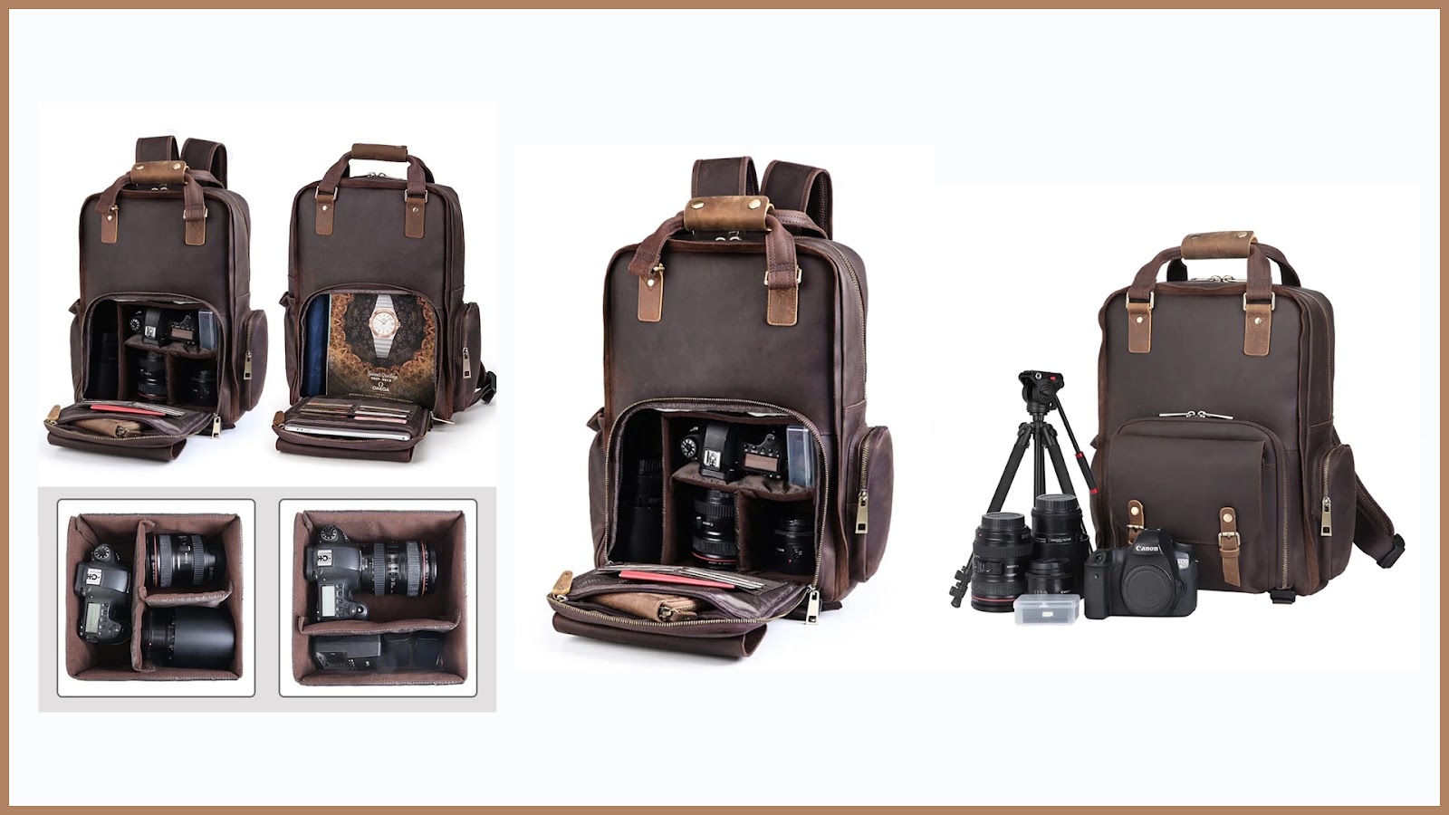 camera leather backpack images 4