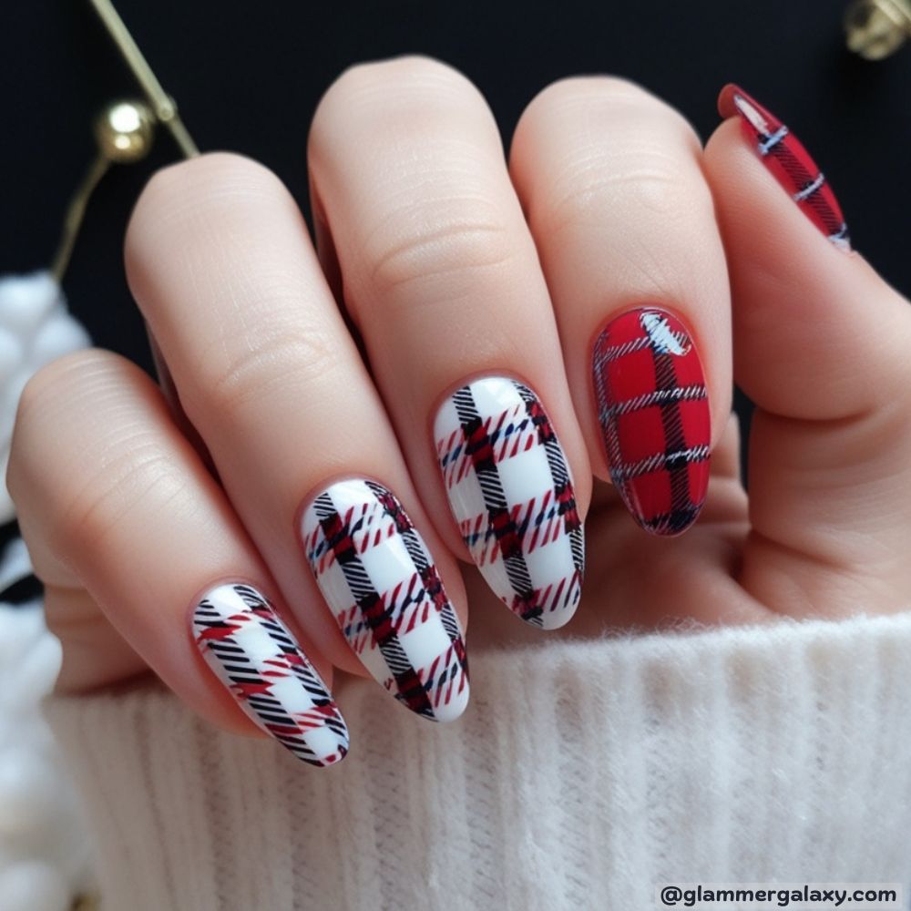 December Nails having Plaid Designs
