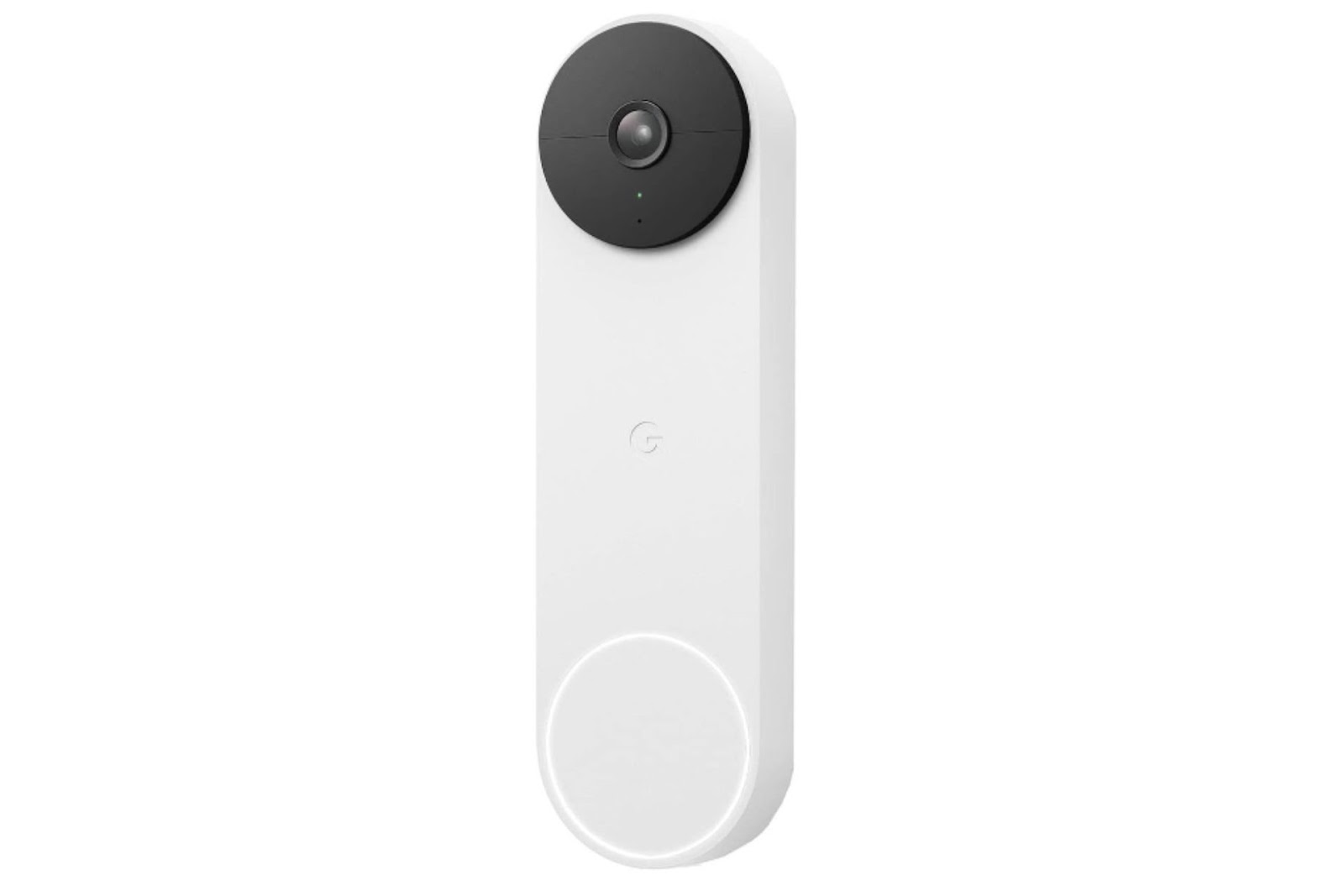 White doorbell with button and battery