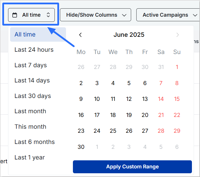 Filter by time range