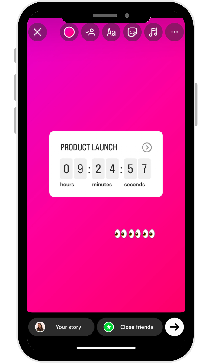Instagram Story created with the countdown sticker