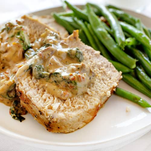 Pork Loin With Roasted Garlic Cream Sauce