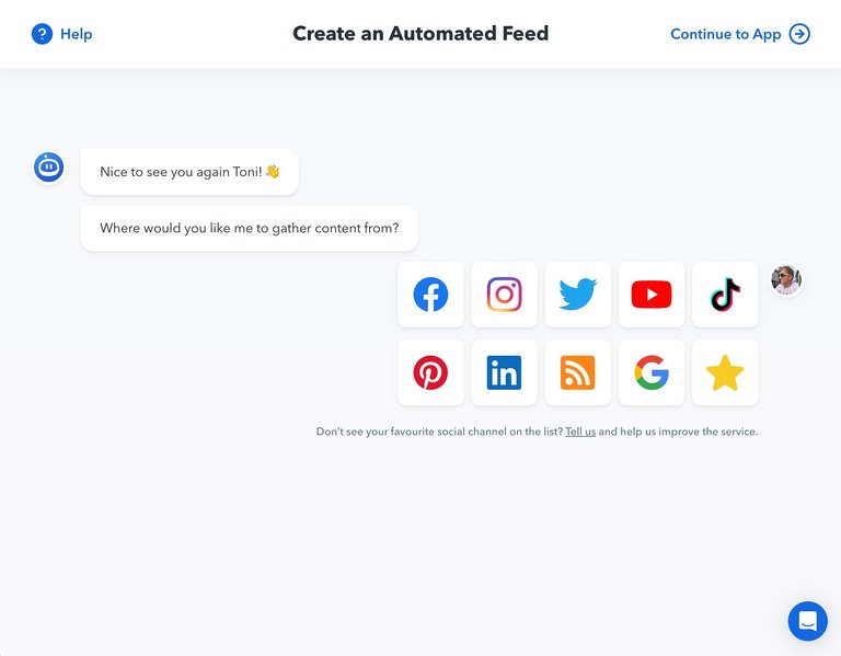 Choosing content sources on the Flockler platform