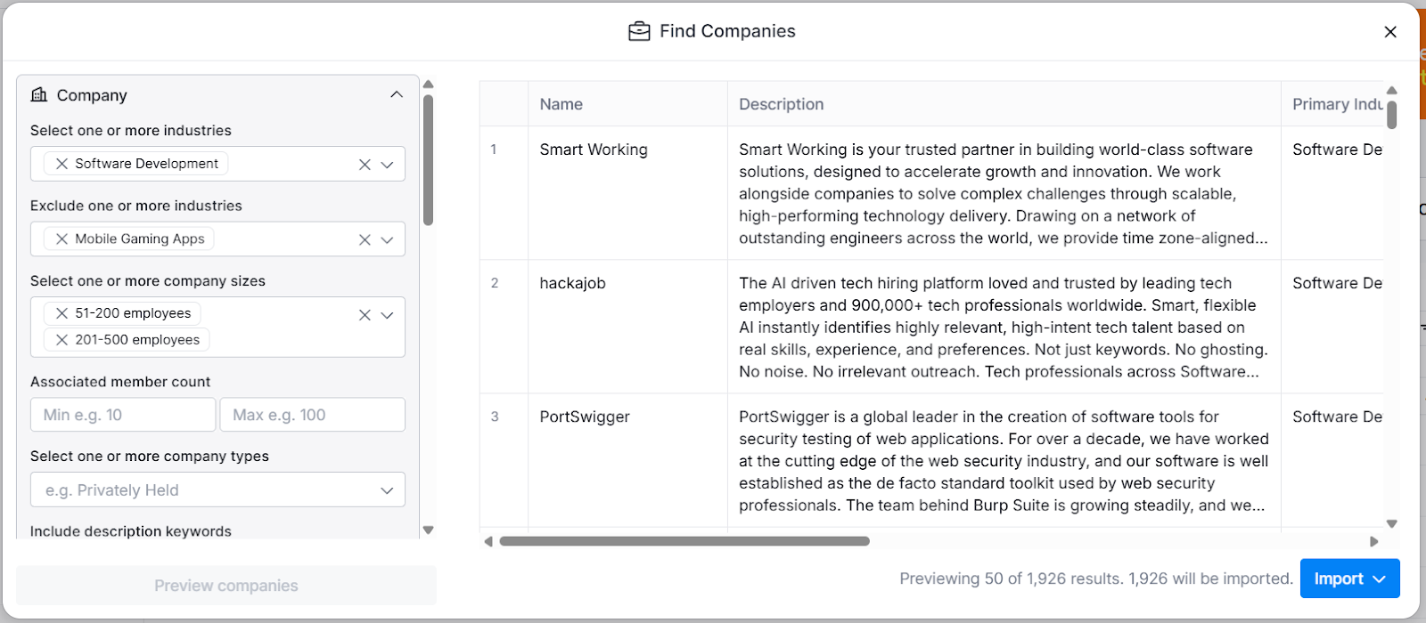 Target Account List: Searching Companies in Clay